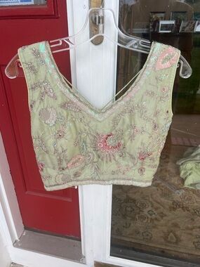 Sage Green Lehenga Choli Set (Includes Top AND Lehenga)